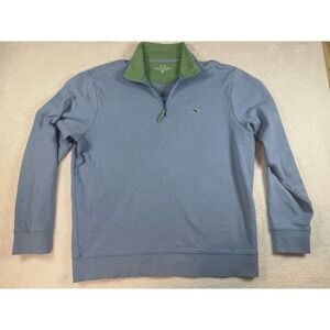 Vineyard Vines Pima Cotton 1/4-Zip Pullover Men's M Blue Green Collar